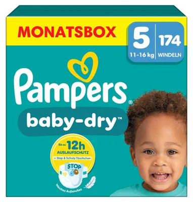 Produktbild von Pampers Baby-Dry Windeln Gr. 5 174 Stk 11-16kg 100% Auslaufschutz