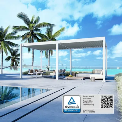Produktbild von Deluxe Pavillon Terrassenüberdachung Aluminium 3 x 6 M weiß
