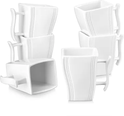 Produktbild von MALACASA, Serie Flora, Porzellan 6 Tlg. Kaffeetasse Set Becherset Eckig 350ml