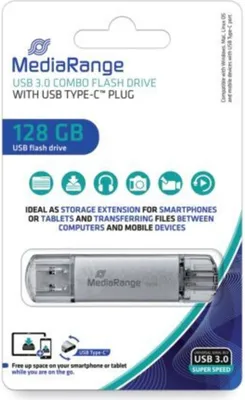 Obrázok produktu pre MediaRange USB kľúč 128 GB USB 3.1 combo s USB Type-C
