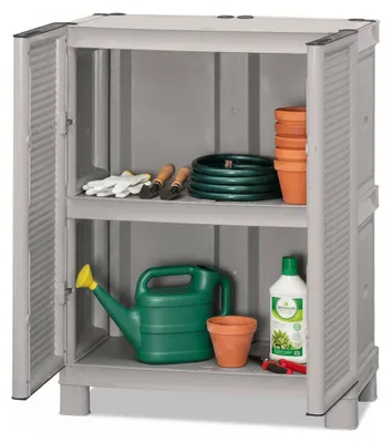 Immagine prodotto di Dmora Armadio da Esterno Arlinda 39x70x92h cm Grigio Chiaro, 2 Ante Resistente ai Raggi uv, Impermeabile  Italy