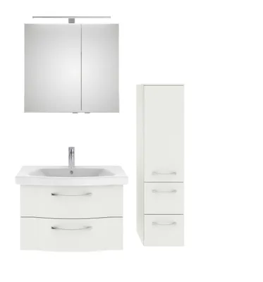 Produktbild von PELIPAL Serie 6005 Sprint SET-016-019 Spiegelschrank, Waschtisch, Waschtischunterschrank, Midischrank  /  112cm Weiß Hochglanz