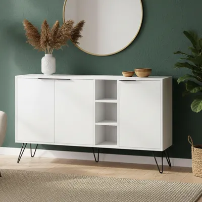 Productafbeelding van Alin - Dressoir, 142x36x83h cm Wit, 4 Planken
