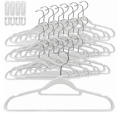 Image de 30 cintres antidérapants avec clips - coloris blanc