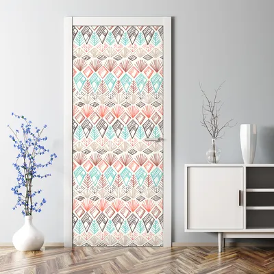 Produktbild von Dekorative Türsticker Aufkleber selbstklebend Türposter Tür Deko Ethnisches weiß blau 85 x 200 cm