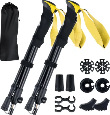 Obrázok produktu pre Skladacie trekingové palice, rýchloupínacie, 115-130 cm, žlté