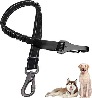 Produktbild von Hundegurt für das Auto mit verstellbarem Bungee und drehbarem Karabiner, schwarz