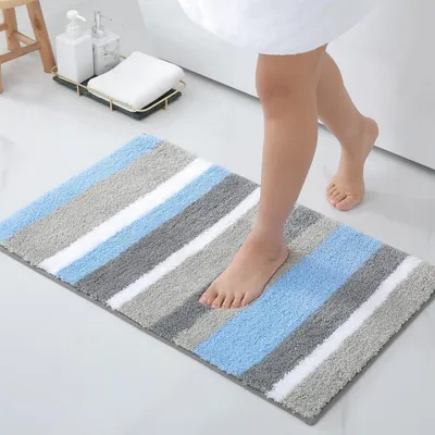 Obrázek produktu pro Koupelnová rohož z mikrovlákna, protiskluzová, 50x80 cm, modrá/šedá