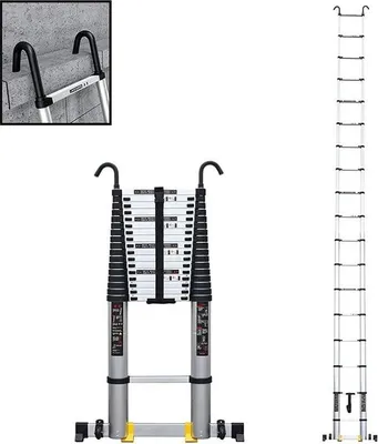 Produktbild von Teleskopleiter mit Haken – 8 m, aus Aluminium