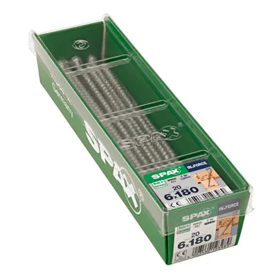 Obrázok produktu pre SPAX IN.FORCE, 6 x 180 mm, 20 kusov, s plným závitom, hlava valca, T-STAR plus T30, 4CUT, WIROX - 4211010601812