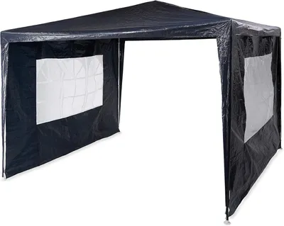 Productafbeelding van Partytent met 2 zijwanden - 3x3 m - Metalen frame - PE zeil - Feesttent voor festivals etc - In het blauw