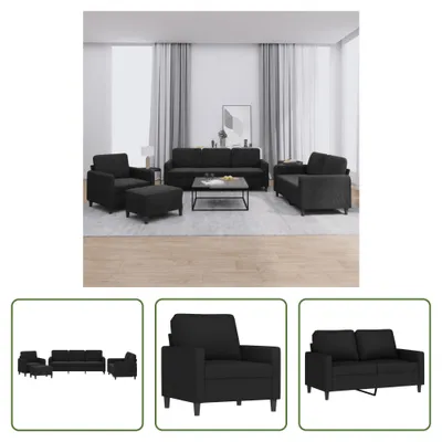 Produktbild von The Living Store 4-tlg. Sofagarnitur Schwarz Samt