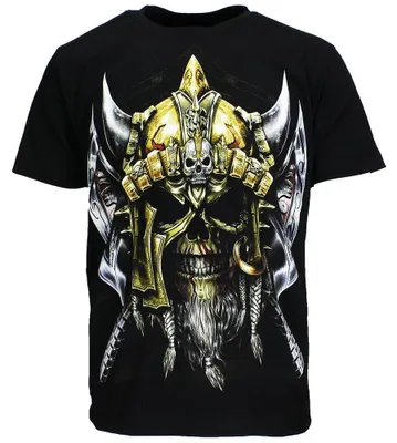 Produktbild von Wikinger-Totenkopf-T-Shirt Schwarz - XL