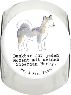 Produktbild von Mr. & Mrs. Panda Dose Siberian Husky Moment L 870ml - Weiß - Geschenk, Keksdose, Dekoglas, Tierfutterbehälter, Vorratsglas, Vorratsbehälter