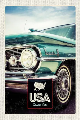 Produktbild von vianmo Holzschild 18x12 cm USA Amerika Auto Dynamic 88 blau