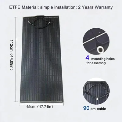 Image de Panneau solaire semi-flexible de 100W - Monocristallin - Léger - Idéal pour bateaux et camping