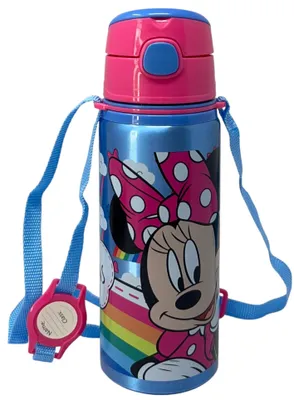 Produktbild von Aluminium Trinkflasche mit Strohhalm Minnie Disney 600 ml Trinkflasche mit automatischer Öffnung für Kinder