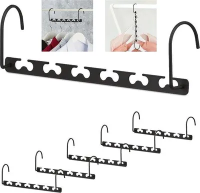 Immagine prodotto di Appendiabiti salvaspazio - 12 ganci - orizzontali e verticali - Organizer per appendiabiti - metallo nero
