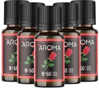 Produktbild von myAROMA flavour drops – Rose 5x10ml, Zuckerfreie & kalorienfreie Aromatropfen, Vegan, Für Backen, Kochen & Getränke, Ohne Künstliche Farbstoffe, Nr. 60
