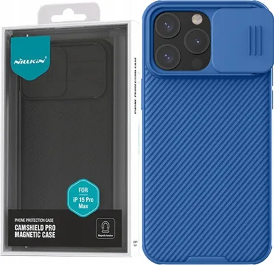 Produktbild von Nillkin Ledertasche Kamerahülle für Iphone 15 Pro Max Blau