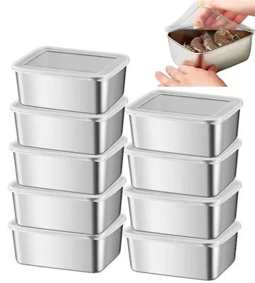 9er-Set stapelbare Edelstahl-Vorratsbehälter mit Deckeln