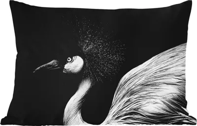 Produktbild von MuchoWow® Outdoor Kissen - Kranich - Schwarz - Weiß - Vogel - Tiere - 50x30 cm - Wetterfest - Lounge Kissen - Sofa kissen - Wohnzimmer Dekoration