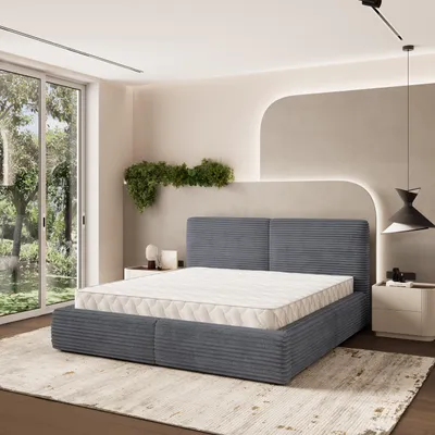 Produktbild von Masseno Polsterbett FELURO 160x200 cm, Polsterbett mit Bettkästen -Grau, TILIA 90