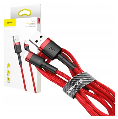 Zdjęcie produktu dla Baseus Cafule Cable Wytrzymały Nylonowy Kabel Przewód Usb / Lightning Qc3.0 1.5A 2M Czerwony (Calklf-C09)