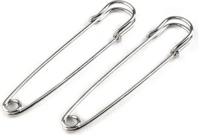 Produktbild von 2 Tuchnadel  75mm  Sicherheitsnadeln  silber Nadeln basteln nähen Brosche Broschennadel