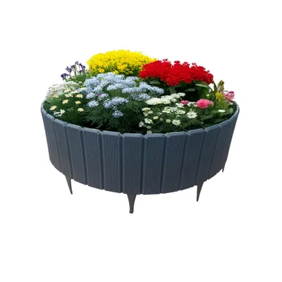 Immagine prodotto di bepco Palisade - set di 2 (LxH: 200 x 17cm, grafite) - Bordo per letto flessibile e stabile, 100% plastica riciclata, con ancoraggio a terra integrato
