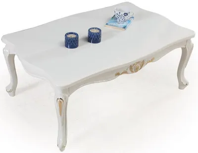 Produktbild von Casa Padrino Luxus Barock Massivholz Couchtisch Weiß / Gold 108 x 78 x H. 46 cm - Wohnzimmertisch im Barockstil
