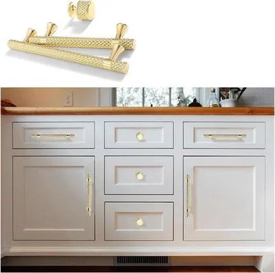 Image de 6 pièces modernes Poignée d'armoire dorée 192mm - Poignées de cuisine en alliage de zinc - Poignée de tiroir de chambre à coucher - Meubles de salle de bain de cuisine