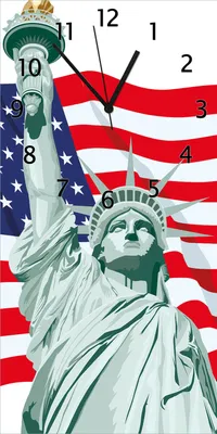 Produktbild von Wallario Design Wanduhr Freiheitsstatue USA aus Echtglas, Größe 30 x 60 cm