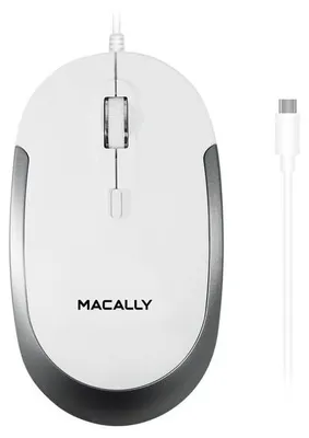 Produktbild von Macally Ucdynamouse-W, USB-C leise 3 Tasten Maus & Scrollrad, optisch, weiß