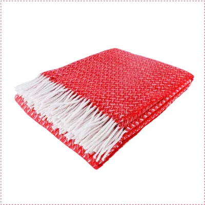 Produktbild von Fair De Luxe Wolldecke 100% Wolle | wärmende Wohndecke/Plaid vielseitig einsetzbar | Rot