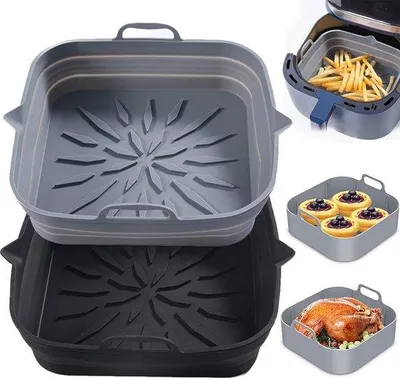 Obrázek produktu pro Silikonové formy pro horkovzdušnou fritézu, 23 cm, silikonová forma, opakovaně použitelná forma pro horkovzdušnou fritézu, silikonová pánev, příslušenství pro horkovzdušnou fritézu, tepelně odolné silikonové podložky pro horkovzdušnou fritézu, mikrovlnnou troubu, troubu.