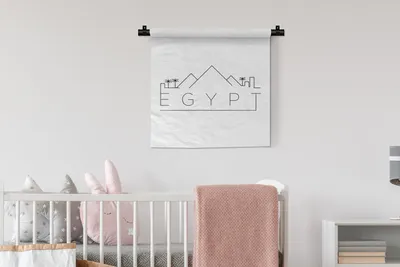 Produktbild von MuchoWow® Wandteppich Wandbehang Skyline "Ägypten" schwarz auf weiß 60x60 cm Tapisserie Dekoration Wandtuch - Dekorationen - Wand Decke