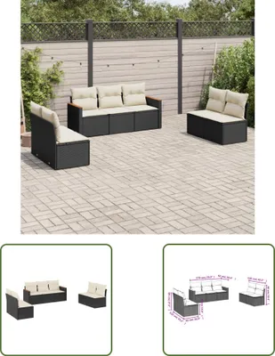 Produktbild von The Living Store 7-tlg. Garten-Sofagarnitur mit Kissen Schwarz Poly Rattan