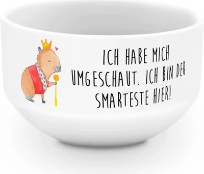 Produktbild von Mr. & Mrs. Panda Müslischale Capybara König - Weiß - Geschenk, Schüssel, schale, frühstücksbowl, Obstschale, Lustige Sprüche, reisschale