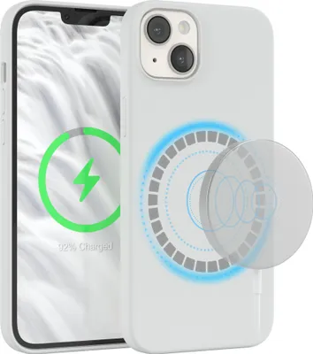 Produktbild von EAZY CASE Silikon MagSafe Handyhülle kompatibel mit Apple iPhone 14 Plus Hülle mit Kameraschutz, Silikonhülle, Schutzhülle Weiß