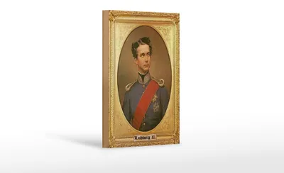 Produktbild von Holzschild Portrait 12x18cm Ludwig II König von Bayern