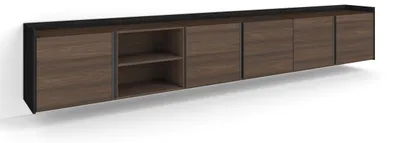 Immagine prodotto di Mobili TV effetto legno rovere scuro e nero 309x35x50cm sospeso