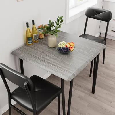 Immagine prodotto di Set da pranzo 3 pezzi per 2 persone, grigio chiaro, con sedie imbottite