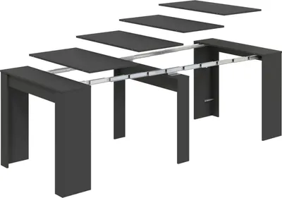 Produktbild von Konsolentisch Diluna, Ausziehbarer Esstisch, Tisch mit Mehrzweckverlängerungen, die auf bis zu 10 Sitzplätze erWeißert werden können, 51/237x90h78 cm, Anthrazit