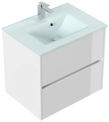 Produktbild von Badmöbel Lina & Waschtisch 70cm 2 Greifraum SoftClose Auszüge weiss hochglanz : Weiss hochglanz Varianten: Weiss hochglanz