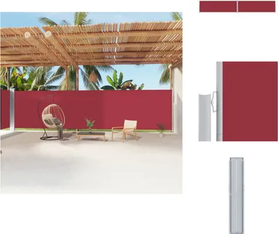Image de vidaXL Marquise latérale extensible rouge 200x1200 cm - Parasols & Protection solaire