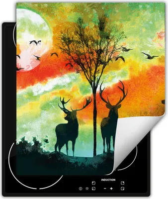 Produktbild von DarHaus Herdabdeckplatte 45x52 cm Anti Rutsch Matte Aufrollbar, bunt - Hirsh