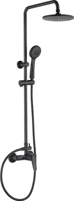 Produktbild von Deante BORO Duschsystem mit Armatur – Schwarz Matt – 3 Strahlarten Handbrause – Anti-Kalk – Rundes Design