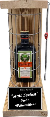 Produktbild von Jägermeister - Statt Socken Frohe Weihnachten - Eiserne Reserve Gitterkäfig Bier Geschenk für Weihnachten
