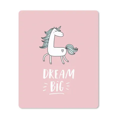 Produktbild von MuchoWow® Mauspad Mousepad Einhorn - Kinder - Zitate - Große Träume - Mädchen - Rosa 30x40 cm - Mousepads - Maus Mat - Pad - Mausunterlage - Mausmatten